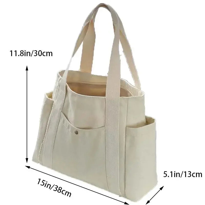 Large Capacity Tote Canvas Bag for Work Outgoing High Appearance Commuting Versatile Art Student Clothing Book Shoulder Bag Bag