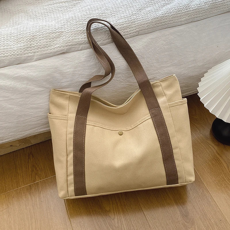 Large Capacity Tote Canvas Bag for Work Outgoing High Appearance Commuting Versatile Art Student Clothing Book Shoulder Bag Bag